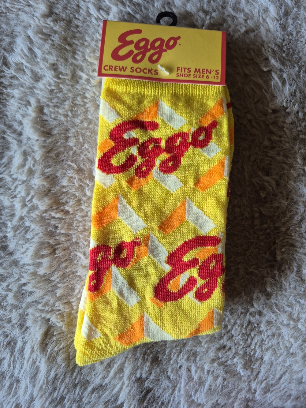 Eggo Crew Socks for Men ☆ Foodie Novelty Gifts, Size 6-12